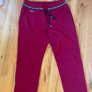 LACOSTE BURGANDY SWEATPANTS